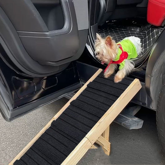 Adjustable Wooden Pet Dog Ladder - Foldable Ramp